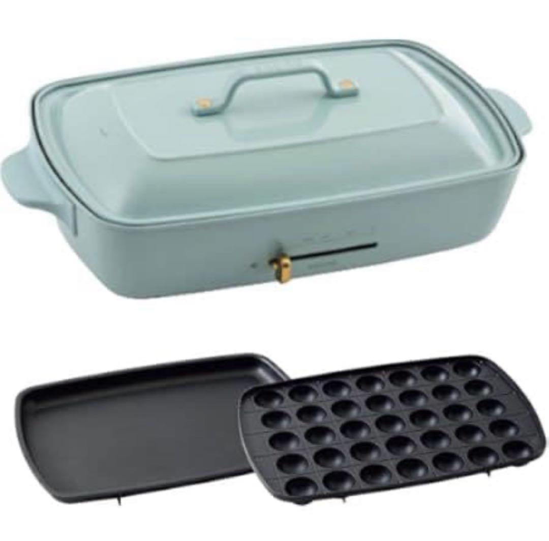 新品未使用BRUNO ホットプレート グランデサイズ ブルーグレーレシピ本付き