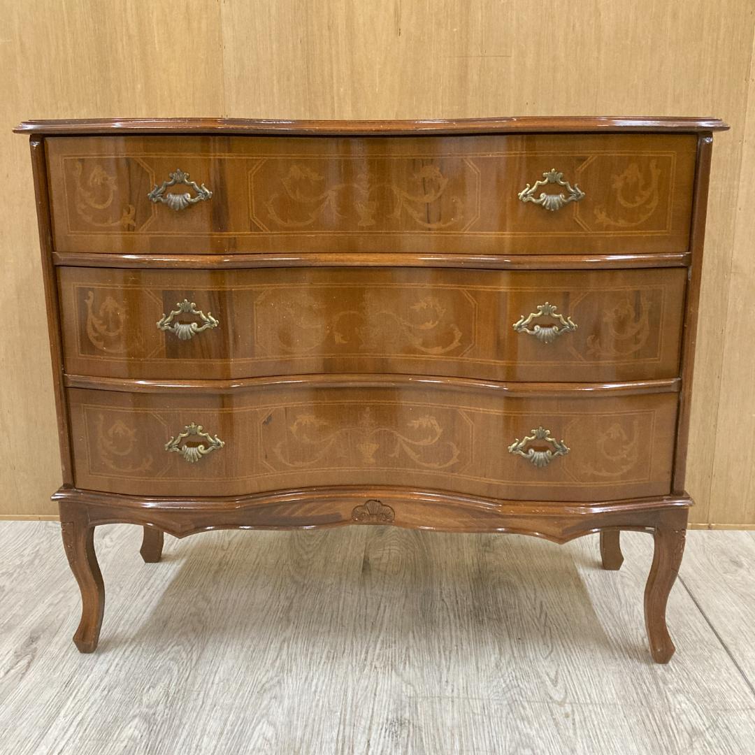 イタリア　象嵌　３段チェスト　猫足　クラシック