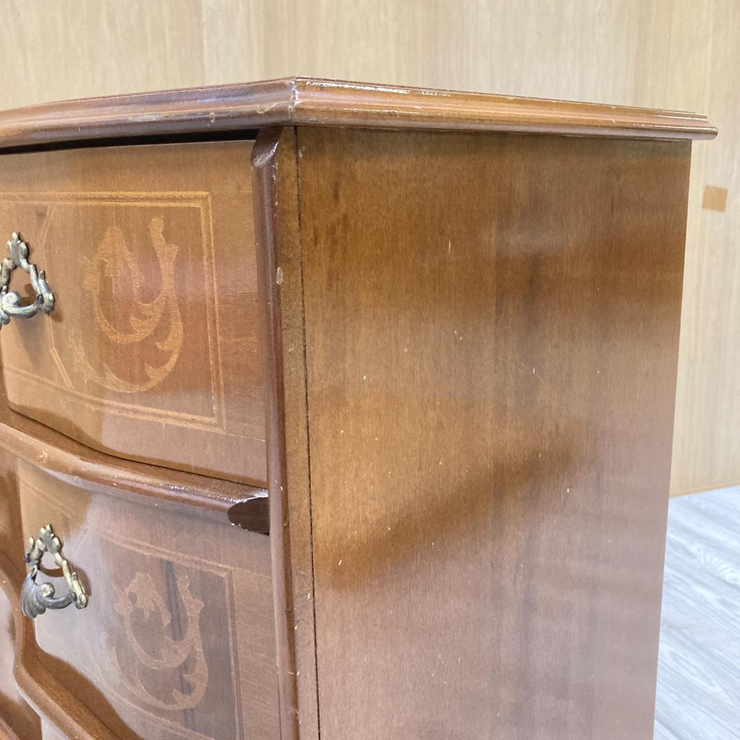 イタリア　象嵌　３段チェスト　猫足　クラシック