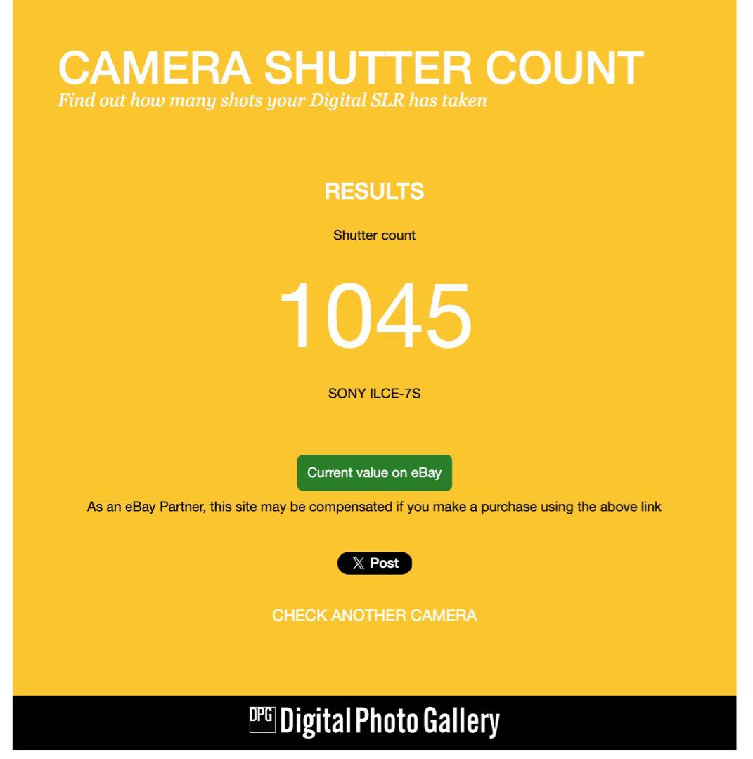 ショット回数1045回。SONY α7S 本体。