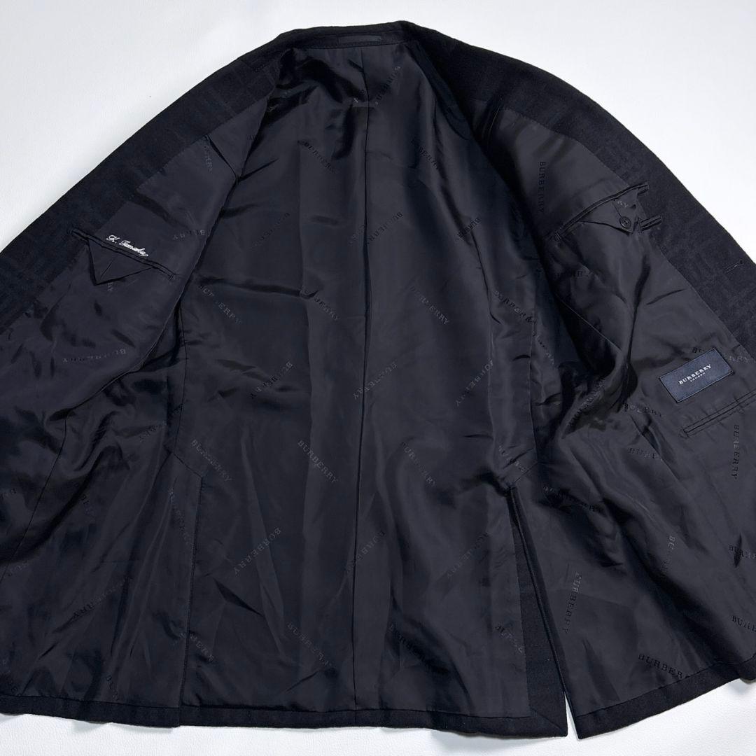 美品 バーバリーロンドン XL アンゴラ混 黒ノバチェック メタル ジャケット