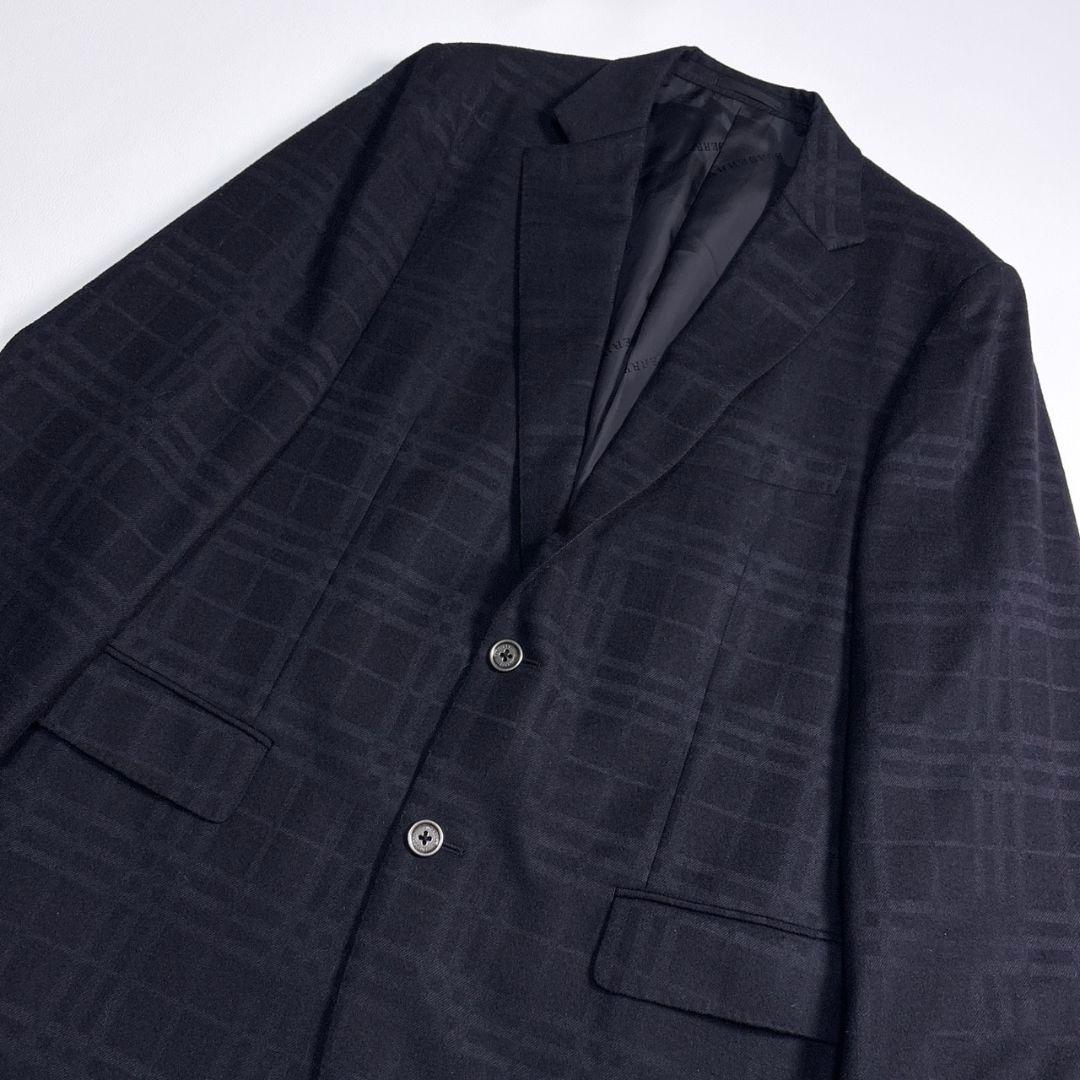 美品 バーバリーロンドン XL アンゴラ混 黒ノバチェック メタル ジャケット