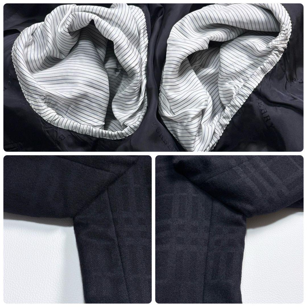 美品 バーバリーロンドン XL アンゴラ混 黒ノバチェック メタル ジャケット