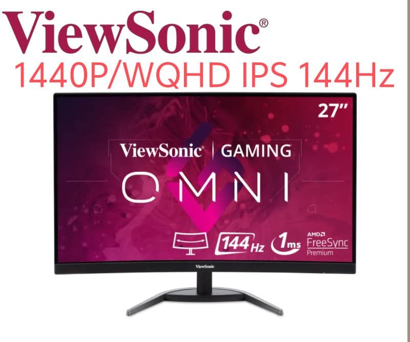 Viewsonic 27インチ1440p/WQHD 144Hz IPS モニター