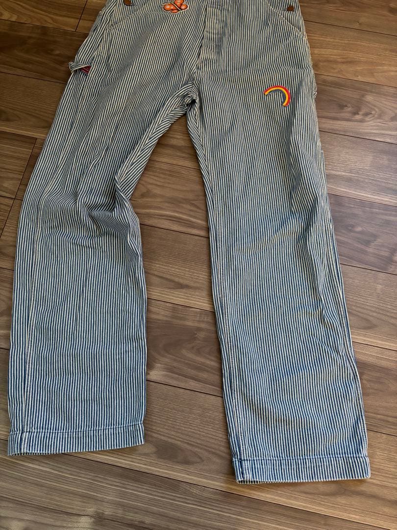 ビンテージヒステリックグラマーヒッコリーオーバーオール刺繍ワッペンストライプ