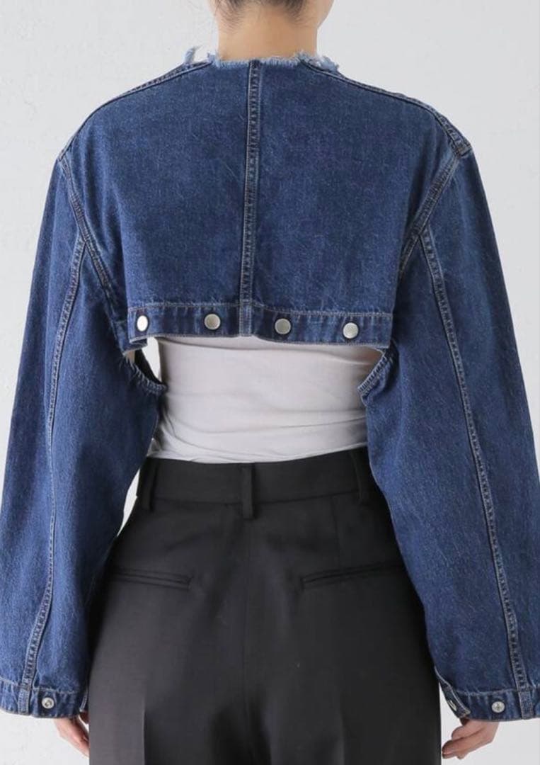 CURRENTAGE / カレンテージ ノーカラーデニムジャケット