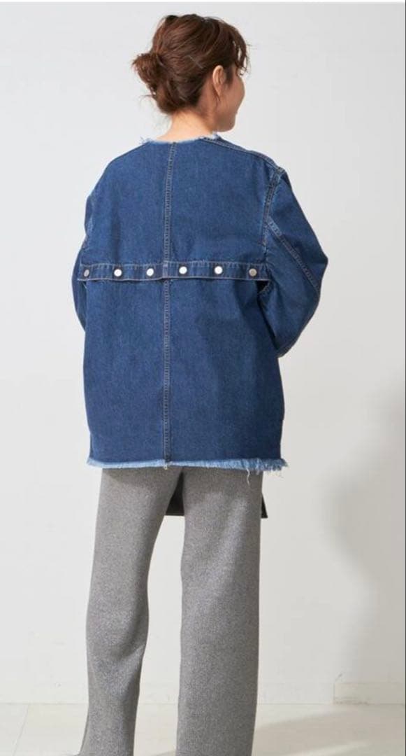 CURRENTAGE / カレンテージ ノーカラーデニムジャケット