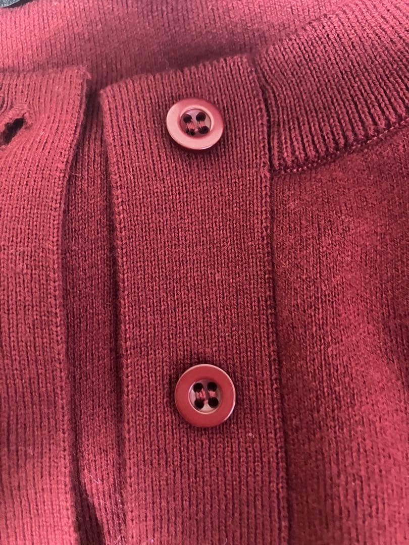 CABaN コットンカシミヤ クルーネックカーディガン　ボルドー　XS