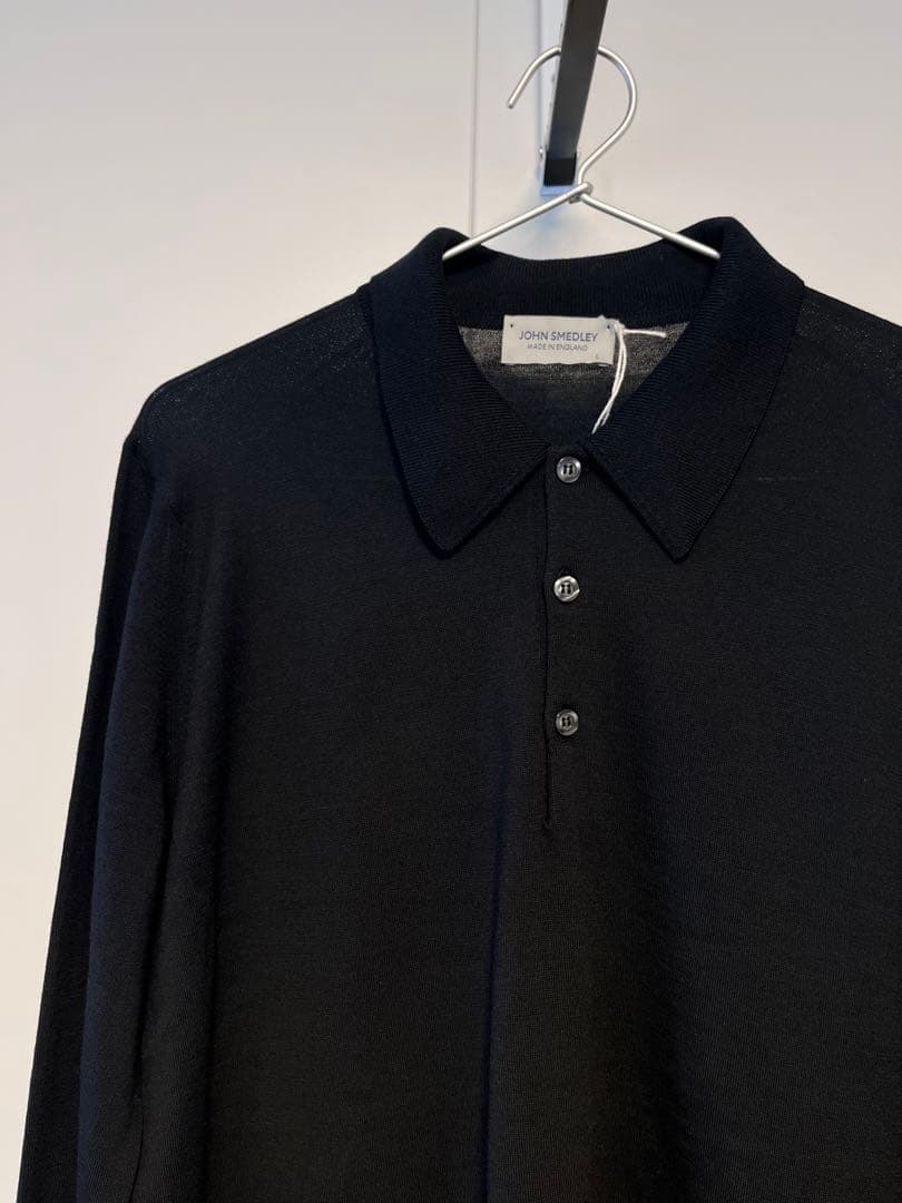 【新品】JOHN SMEDLEY DORSET メリノウールポロ ブラック系　L