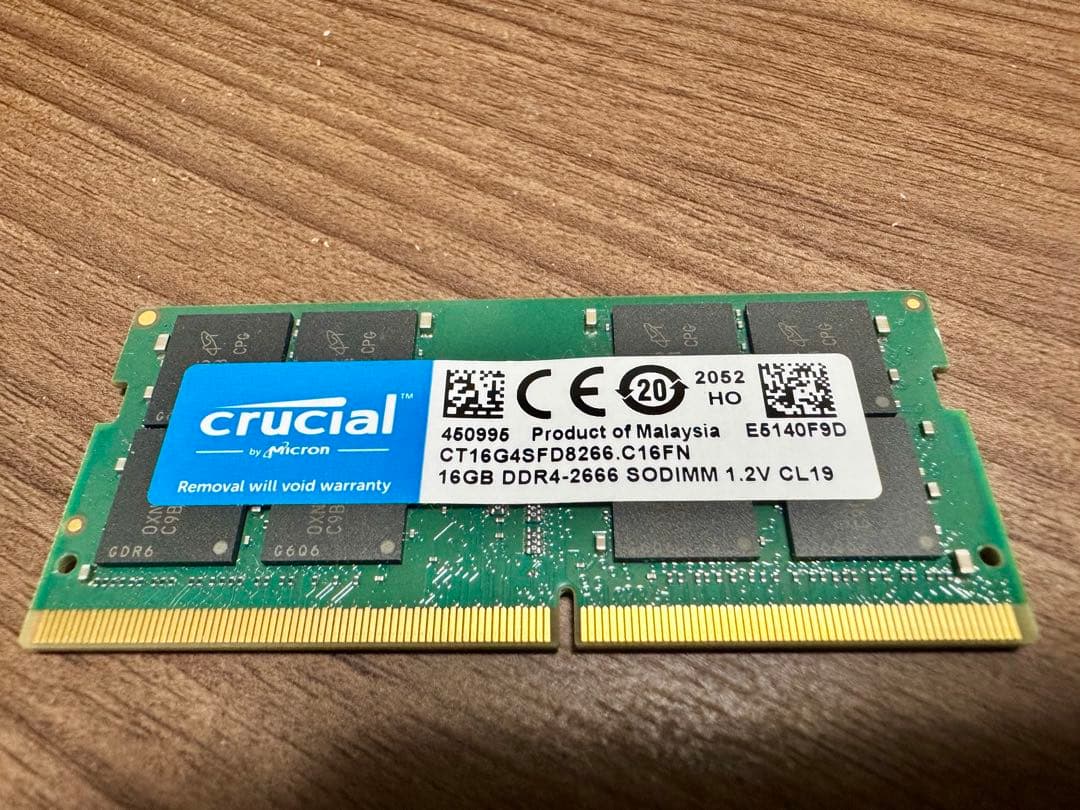 メモリー crucial 16GB DDR4-2666 SODIMM