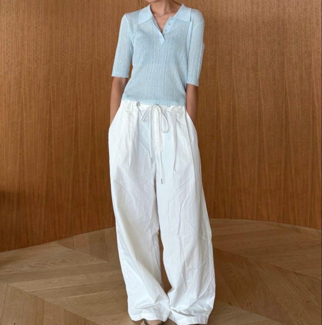 シールームリン 2tuckナイロンボリュームパンツ ホワイト M