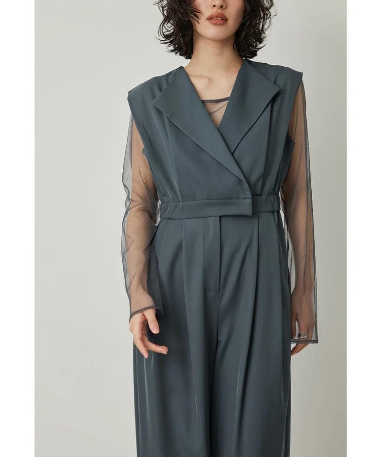 niana ニアナ スタンドアウトカラーオールインパンツ M 結婚式 お呼ばれ