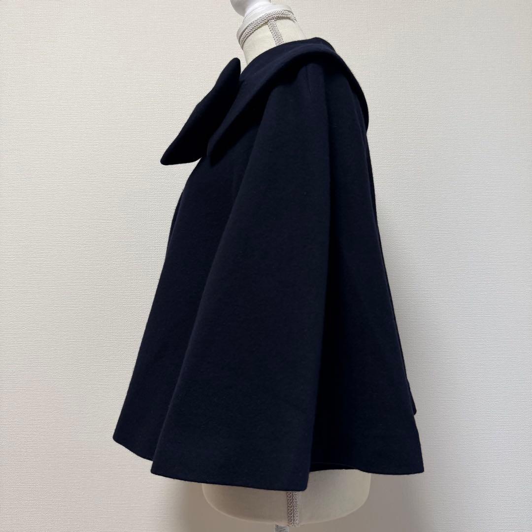 Jane Marple　ケープ　ポンチョ　コート　リボン　ネイビー　日本製　M
