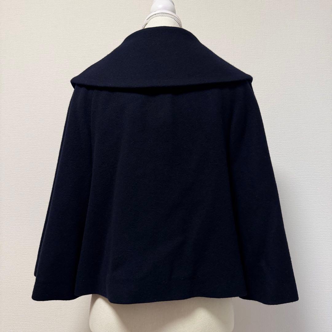 Jane Marple　ケープ　ポンチョ　コート　リボン　ネイビー　日本製　M