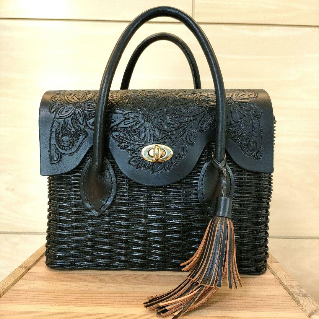 GRACE CONTINENTAL カービングトライブス　カゴバッグ 黒