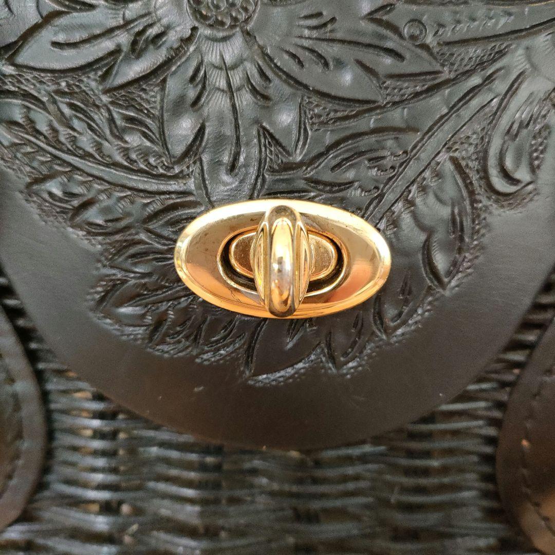 GRACE CONTINENTAL カービングトライブス　カゴバッグ 黒