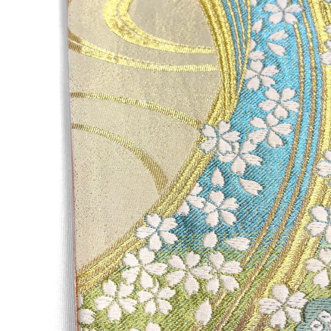 振袖帯　袋帯　桜　流水　観世水　鹿の子　煌びやか　着物　021a d