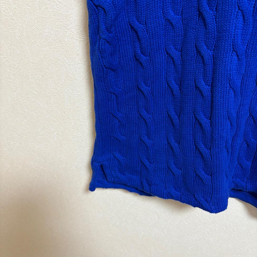 美品 ポロラルフローレン ケーブルニット ポロシャツ ブルー