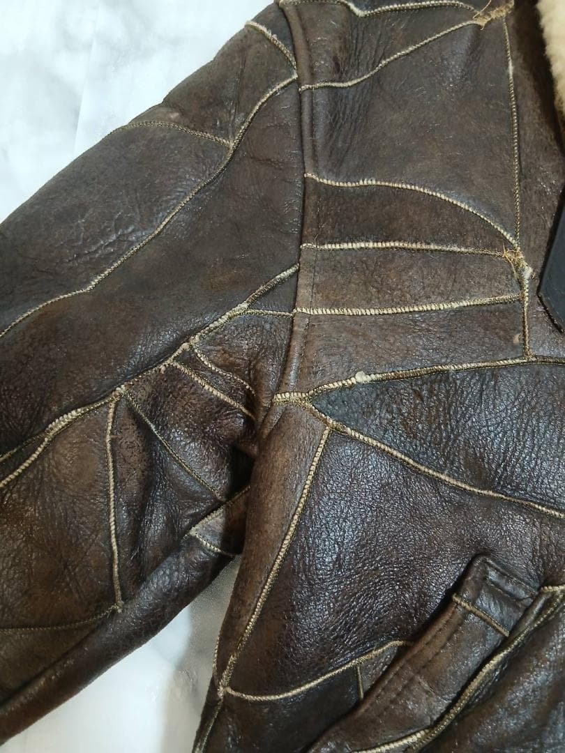 まさ様★B-3 ムートンフライトジャケット 羊革 ブラウン L