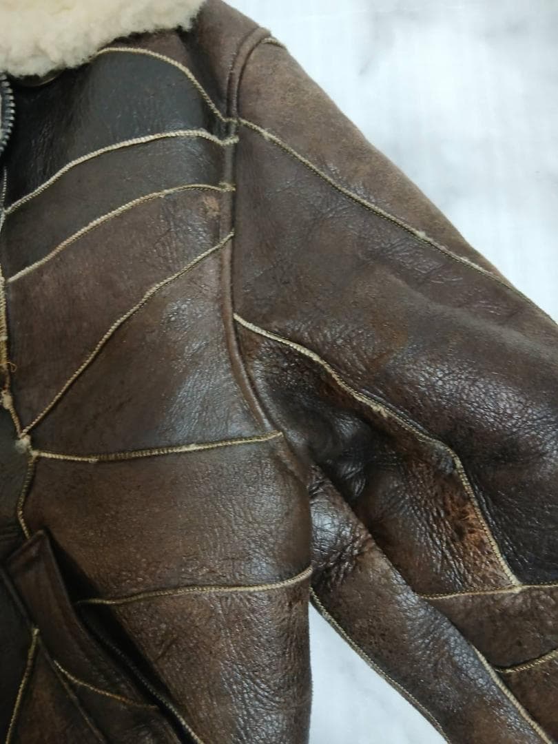 まさ様★B-3 ムートンフライトジャケット 羊革 ブラウン L