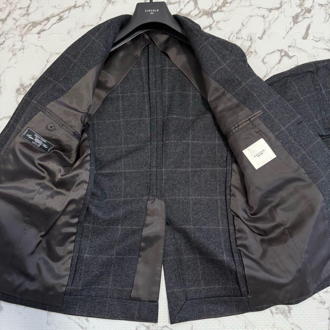 【未使用級】エディフィス ウール グレーチェック スーツ セットアップ S