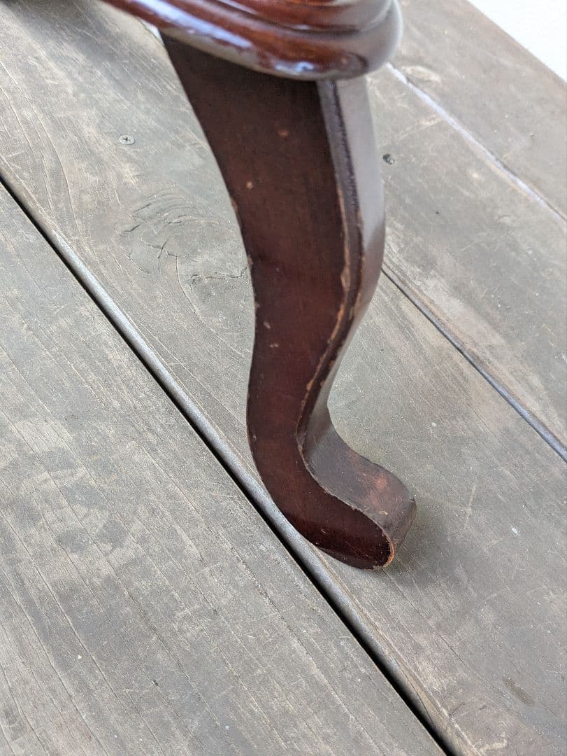 ヴィンテージ　木製大理石サイドテーブル　花台　アンティーク家具　昭和レトロ