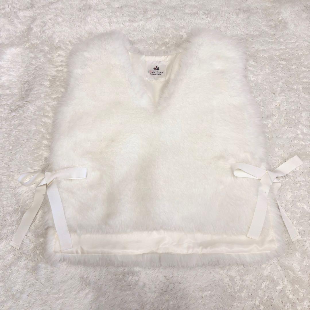 イデアルーチェ　idealuce エコファーリボンベスト　ホワイト