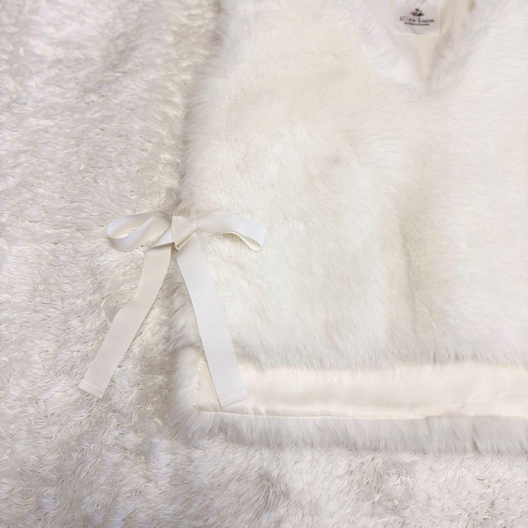 イデアルーチェ　idealuce エコファーリボンベスト　ホワイト