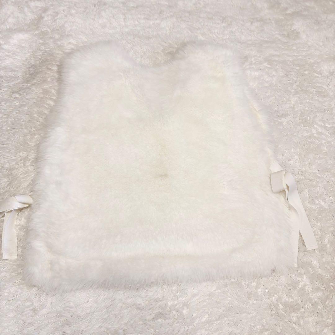 イデアルーチェ　idealuce エコファーリボンベスト　ホワイト