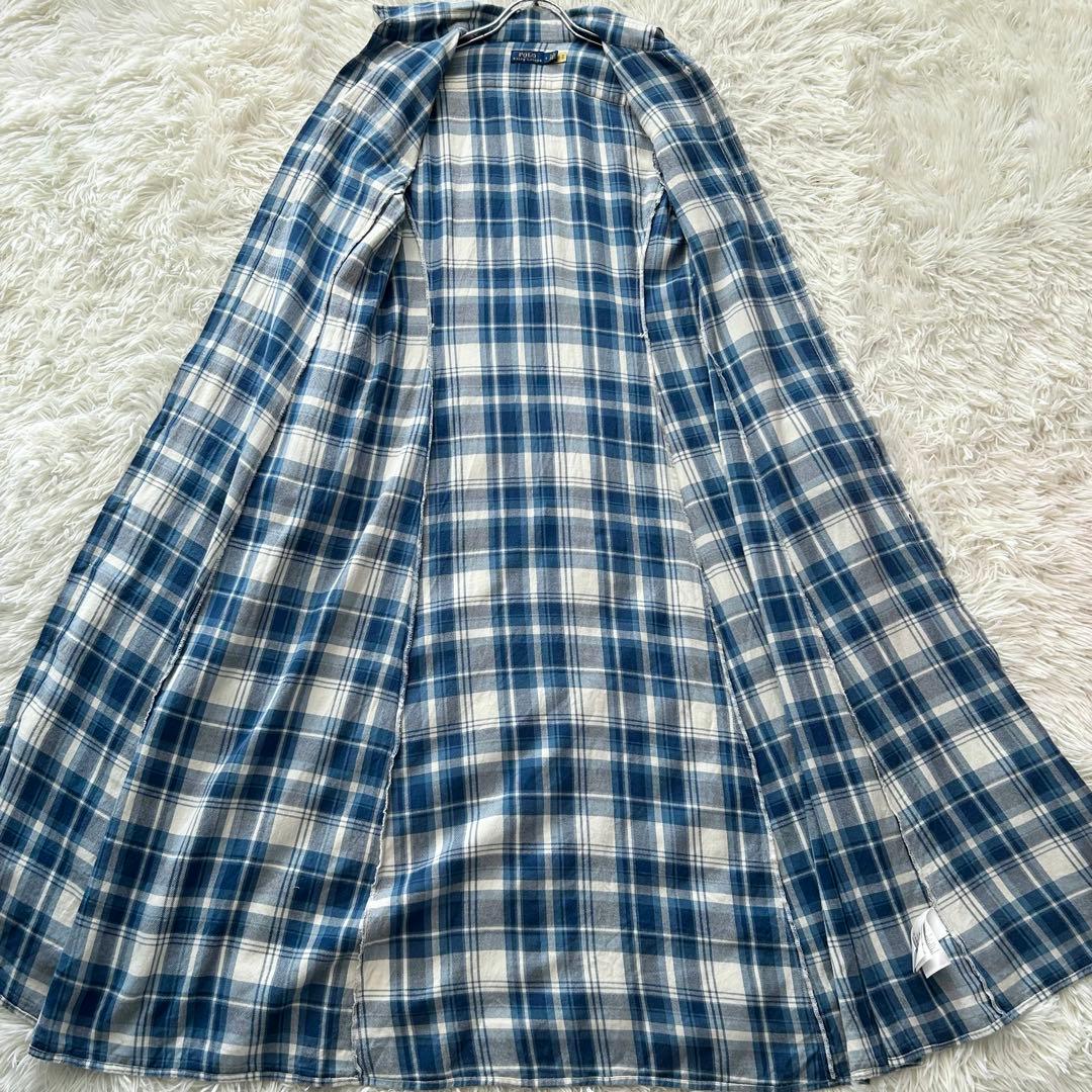 ✨美品✨ ポロラルフローレン チェック柄コットンツイルシャツドレス マキシ丈