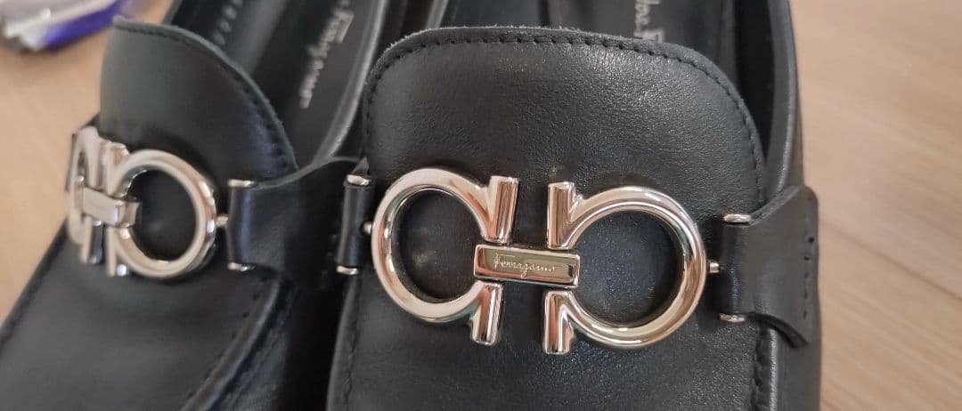 美品　フェラガモ ローファー　5センチヒール　黒　ガンチーニ　ROLO　7½D