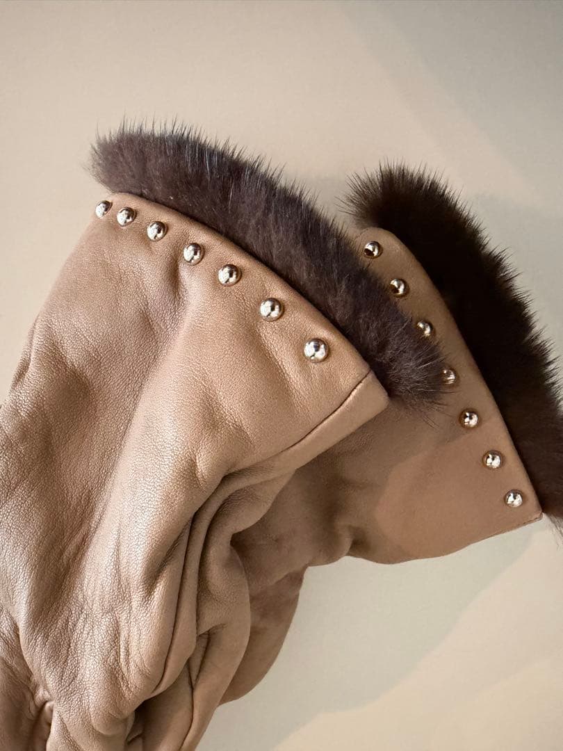 エルメス　ミンク革グローブ