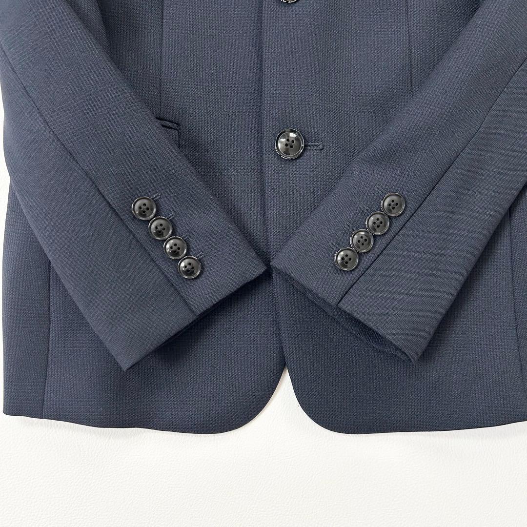 1229y美品 ビームス 男の子スーツ4点セット チェック 紺 140