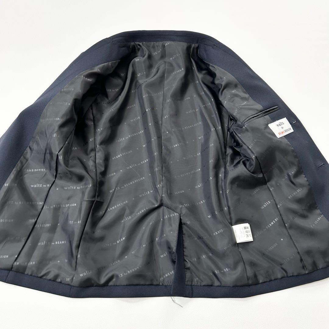 1229y美品 ビームス 男の子スーツ4点セット チェック 紺 140