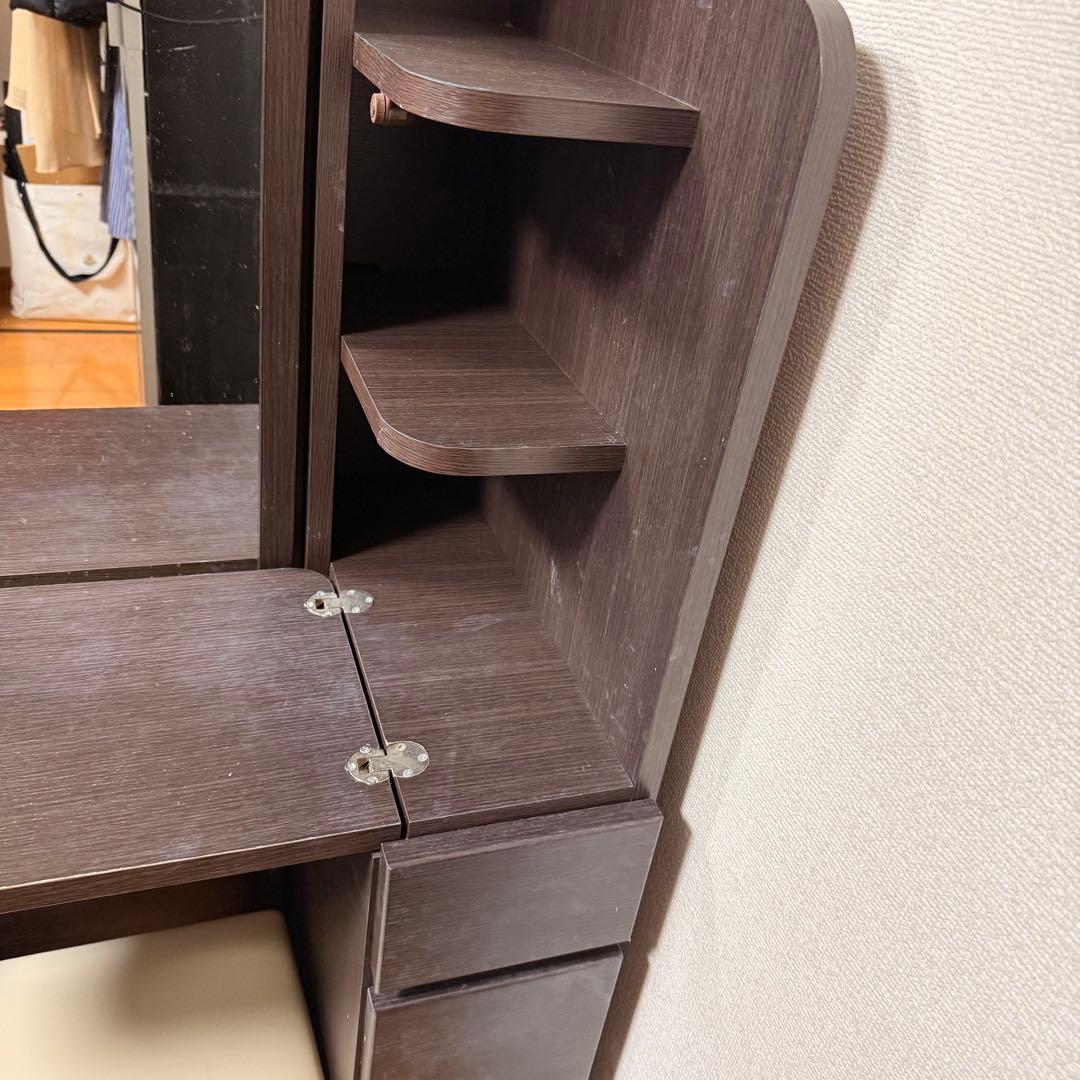 ニトリ ドレッサー 三面鏡タイプ＆スツール付き ✩.*˚ ダークブラウン