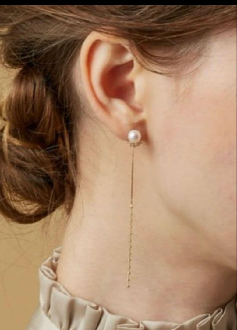 アガット　ゴールドロングチェーン　ピアスチャーム