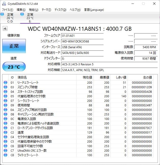 WD WESTERN DIGITAL ポータブルHDD 4TB 2.5インチ