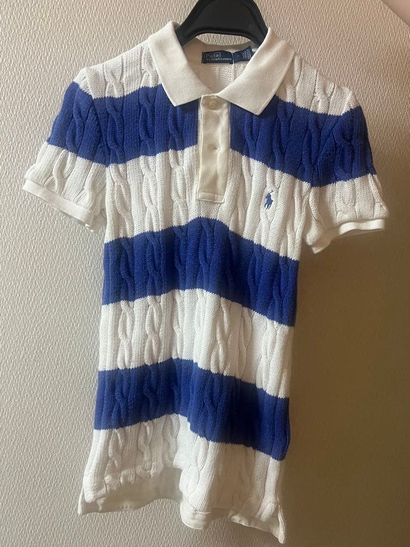 【最終値下げ】ポロラルフローレン　半袖ポロシャツ ケーブルニット ボーダー 刺繍