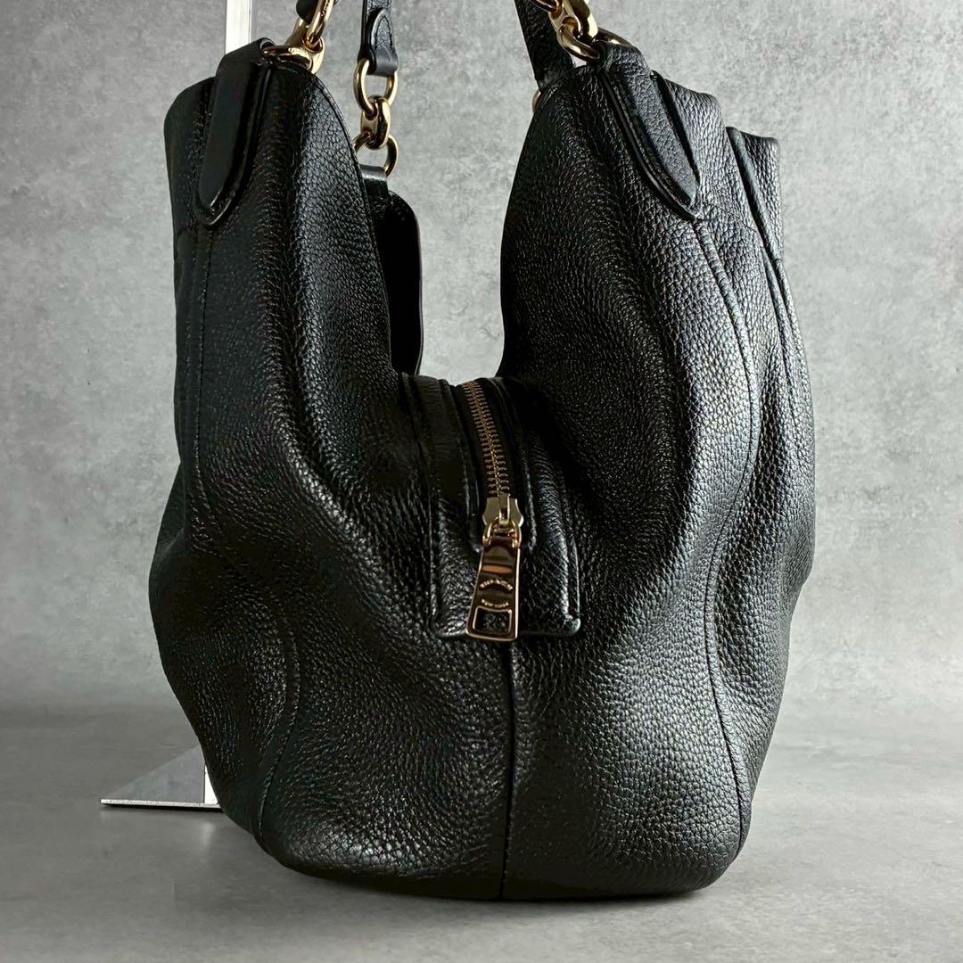 ✨極美品✨コーチ　マヤ　ショルダーバッグ　肩かけ　巾着　ギャザー　レザー　黒