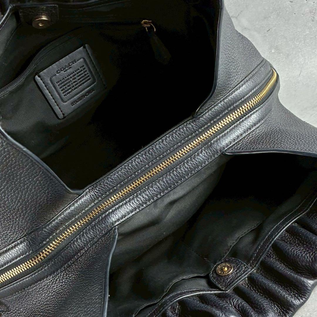 ✨極美品✨コーチ　マヤ　ショルダーバッグ　肩かけ　巾着　ギャザー　レザー　黒
