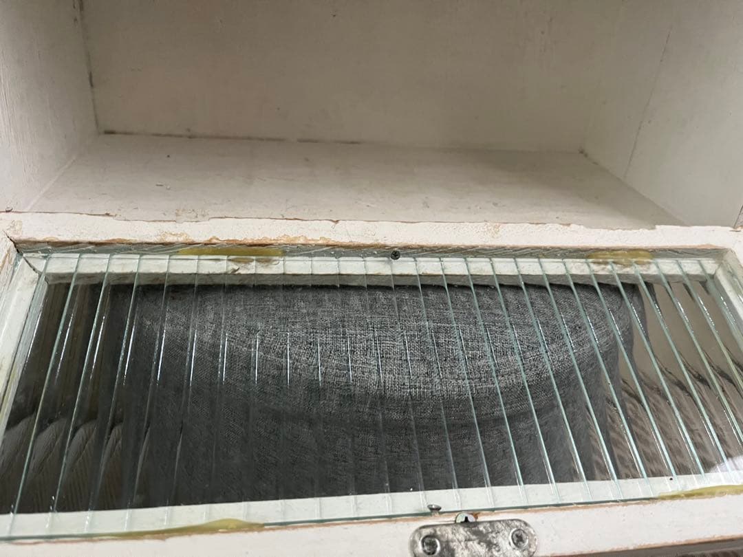 骨董市購入ホワイト木製ガラスケース シャビーアンティーク