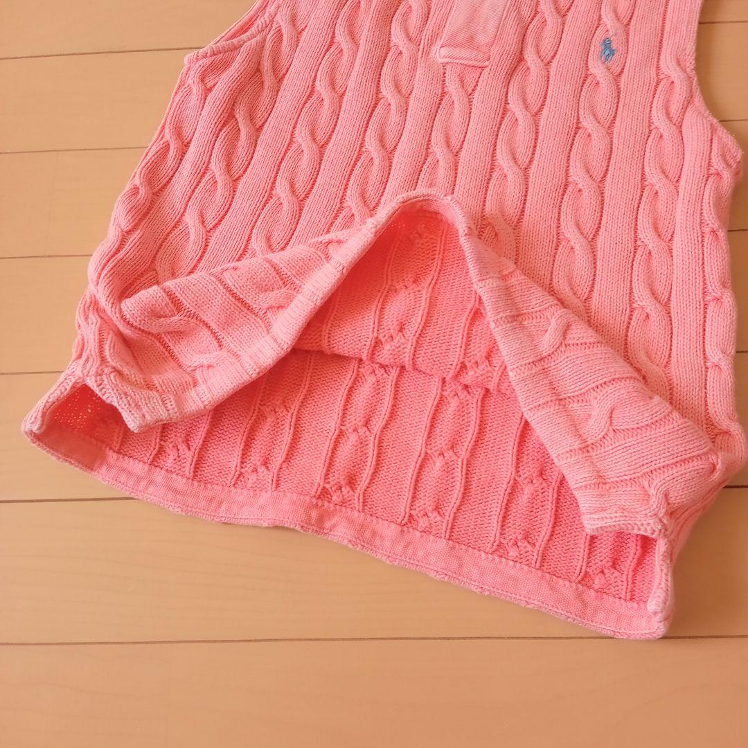 【即発送】ラルフローレン ノースリーブ ポロシャツ ニット ケーブル編み ピンク