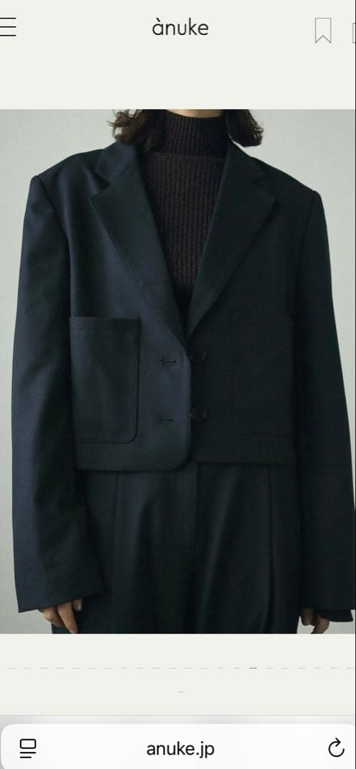 ネイビー クロップドジャケット ワイドパンツ セット サイズ36 anuke