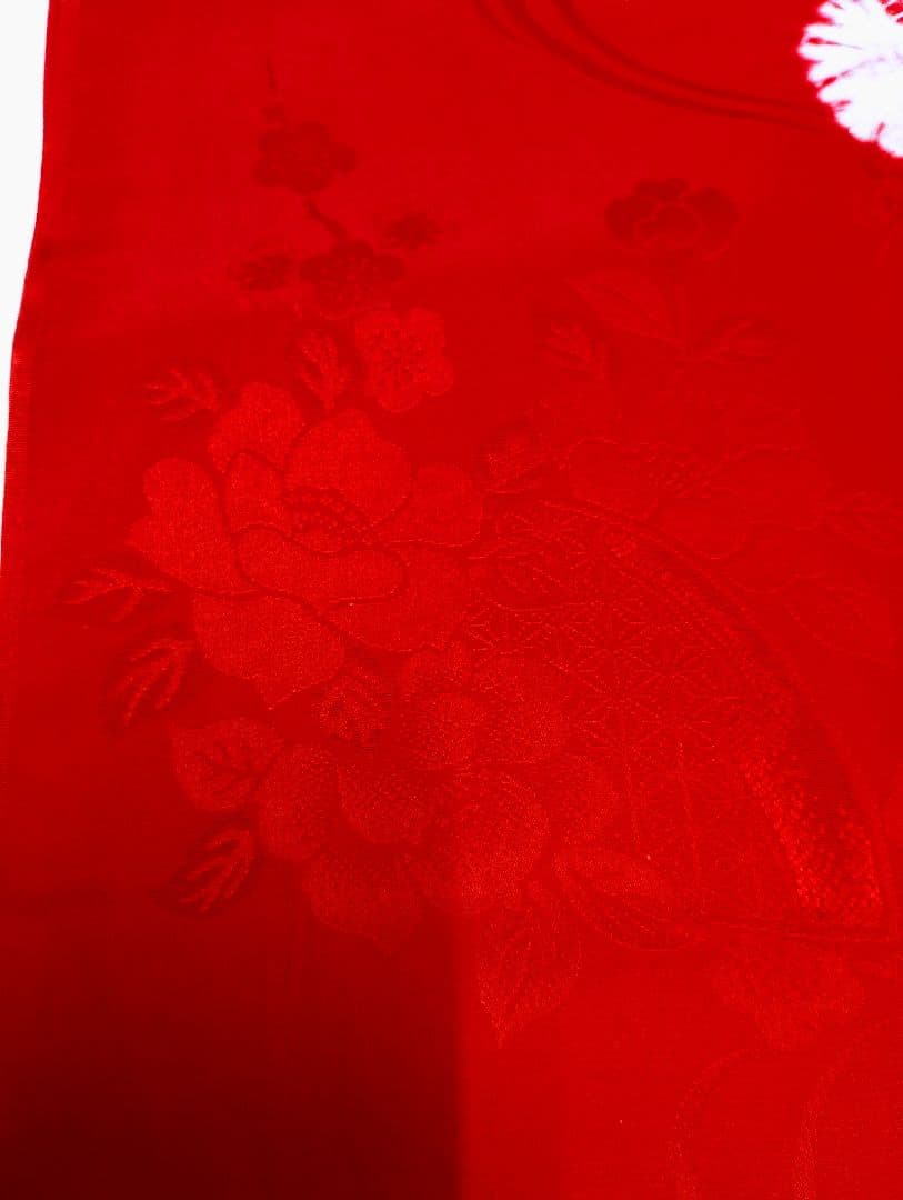 振り袖用赤絞り入り 長襦袢