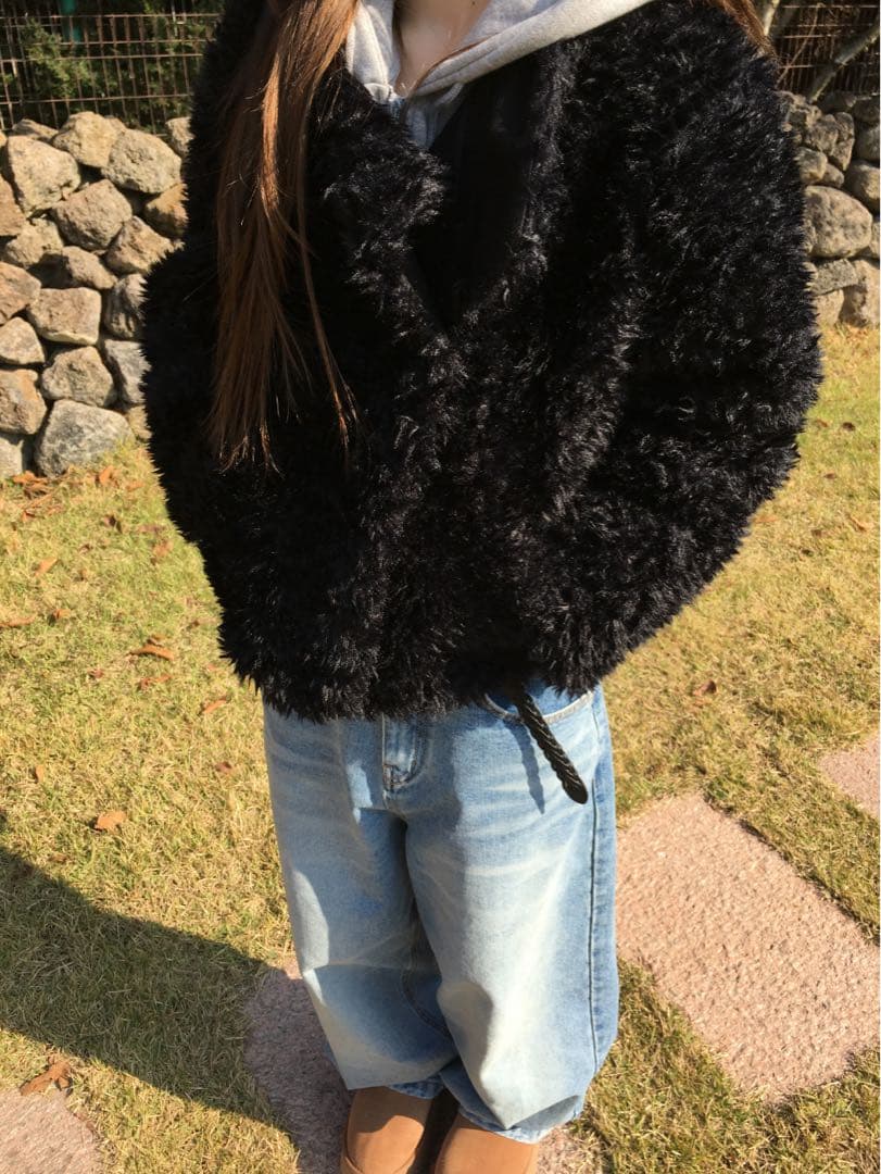 即日発送 our cabinet ファージャケット ブラック ファージャケット