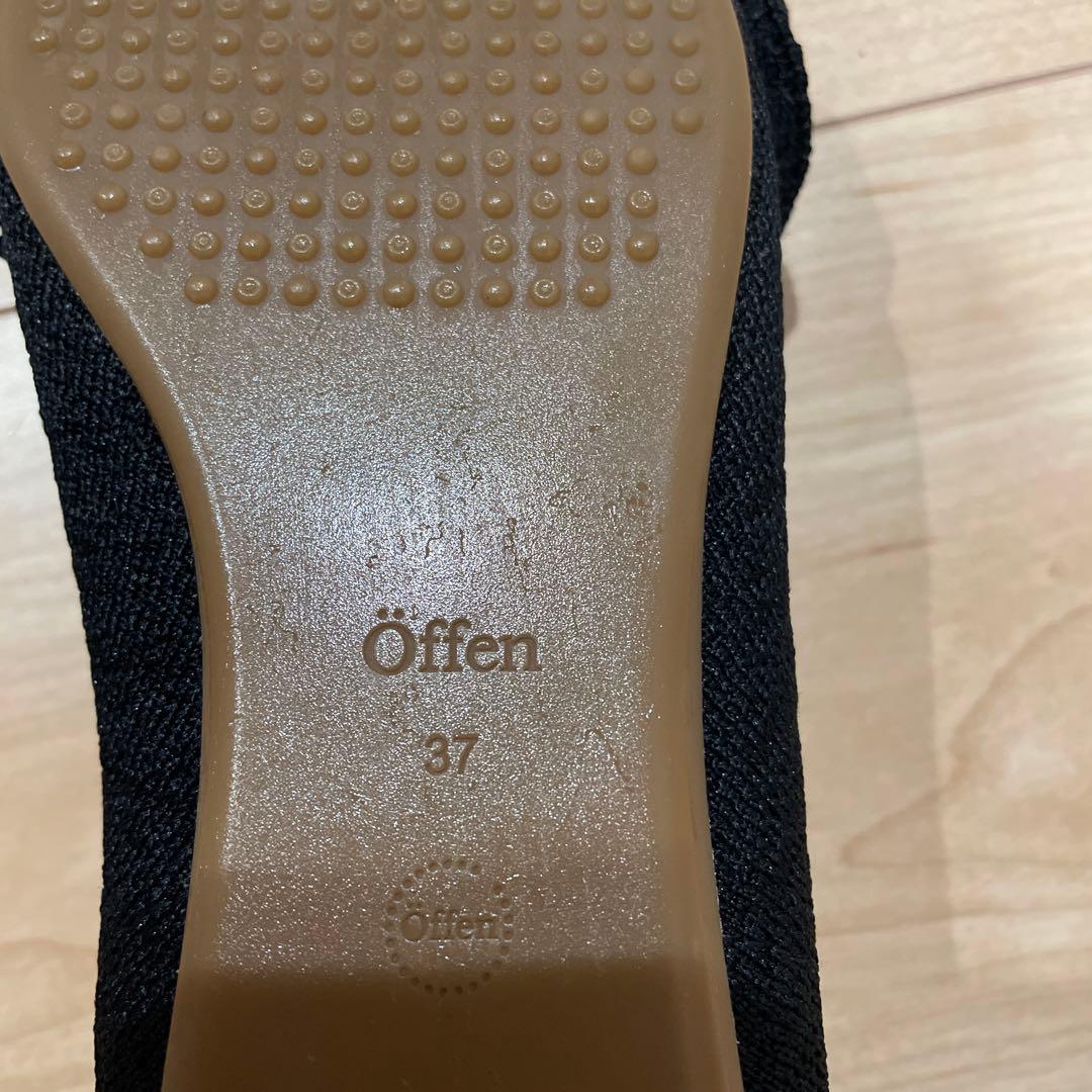 オッフェンOffen pointed-FRINフラットシューズ　ブラック 37