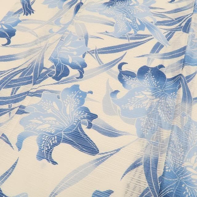 blue 新品 綿絽 撫松庵 百合ぼかし 夏着物 小紋 浴衣 6264