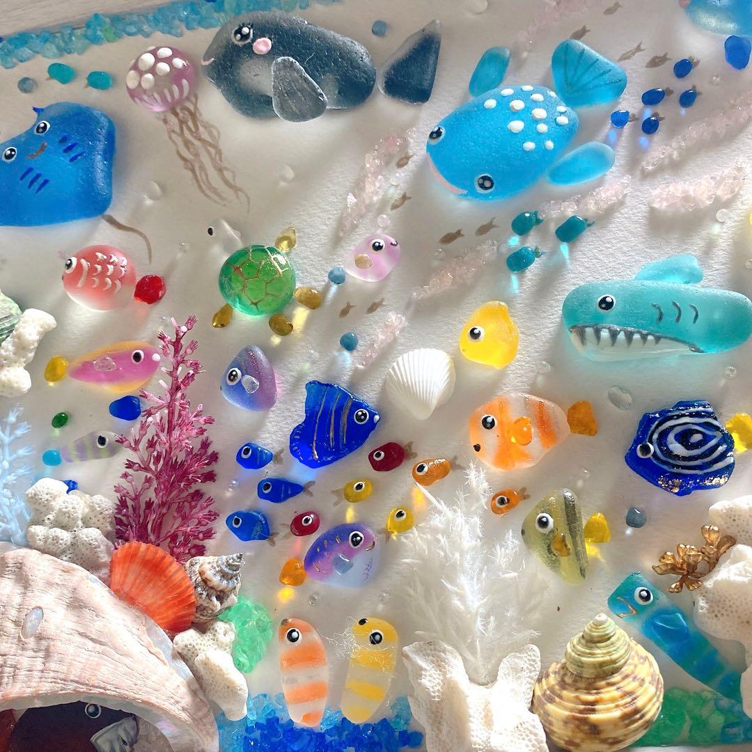 inuinu様　①②シーグラスアート　水族館　アクアリウム