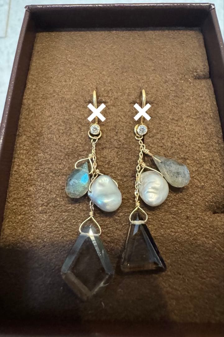 美品　agete アガット　ピアスチャーム　K10 ラブラドライト