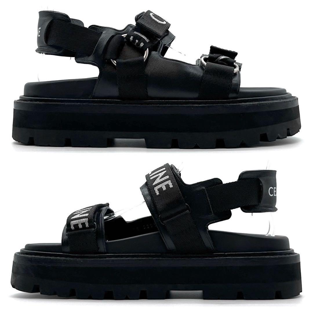 保存袋　セリーヌ　サンダル　バルキー　アウトドア　厚底　黒　24cm 37